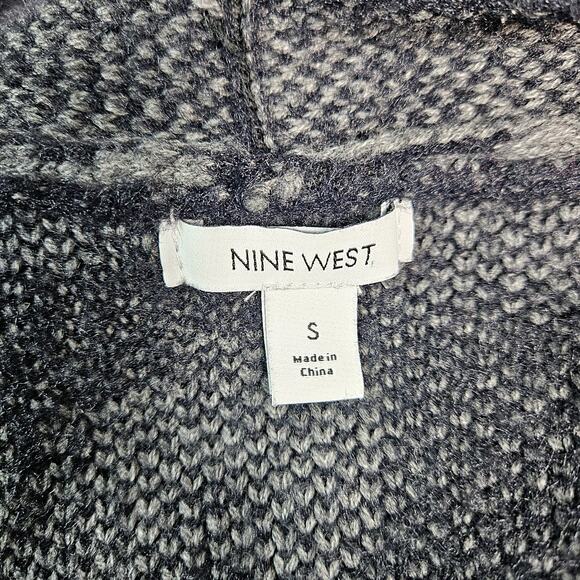 Nine West Open Cardigan Sweater Black Gray Animal Print Size Small Long Sleeve - Picture 3 of 6